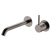 Kaya Up Basin/Bath Wall Mixer Set, Round Plates, Gun Metal - 228118GM-200-LF