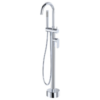 Empire Slim Floor Mounted Bath Mixer with Hand Shower, Chrome -Colour