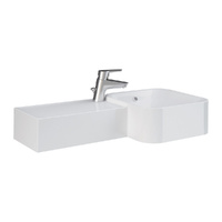 RAK Petit Square Wall Basin, Left Edge, 1 Tap Hole - 765 x 355 x 140 mm