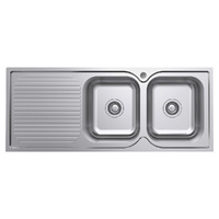 Tiva 1180 Double Kitchen Sink with Drainer, Left Bowl  - Side