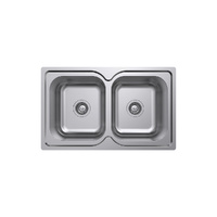 Tiva 780 Double Kitchen Sink - 780 x 480 x 180 mm - Side