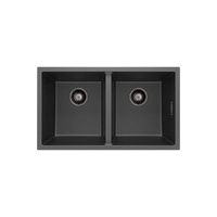 Kuro Granite 34L/34L Double Bowl Kitchen Sink, Matte Black - Color