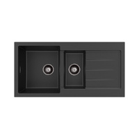 Kuro Granite32L/14L Double Kitchen Sink with Drainer, Matte Black - Color