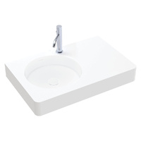 Encanto 700 Solid Surface Wall Basin, 1 Tap Hole 700 x 450 x 100 mm - Hole
