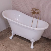 Clawfoot Freestanding Acrylic Bath, Semi-Gloss White Feet - Size