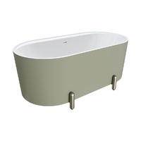 Aluca Freestanding Bath,1500mm Matte Olive with overflow - Lags Color