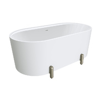 Aluca Freestanding Bath, 1500mm Matte White with overflow - Lags Color