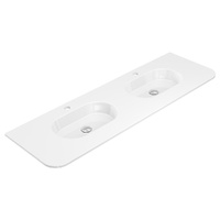 Lola Gloss Full Depth Curved Ceramic Basin Top Double Bowl 1500mm 1TH - Hole