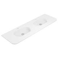 Lola Matte Full Depth Curved Ceramic Basin Top Double Bowl Hole