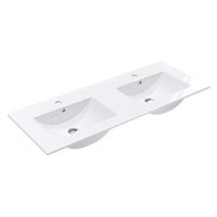 Dolce Full Depth Double Bowl Ceramic Basin Top 1200 Hole